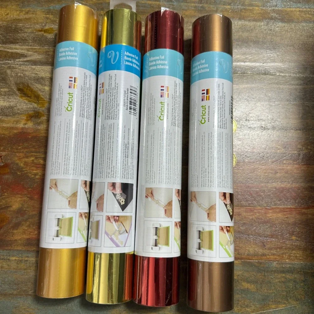 Cricut Adhesive Foil Bundle 4 Rolls Matte Metallic Gold Red Bronze Sampler
